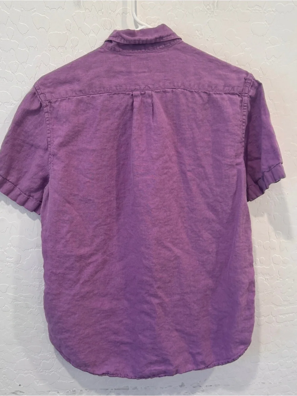 J. Crew Irish Linen Short-Sleeve Button-Down Shirt Mens Small Purple Preppy